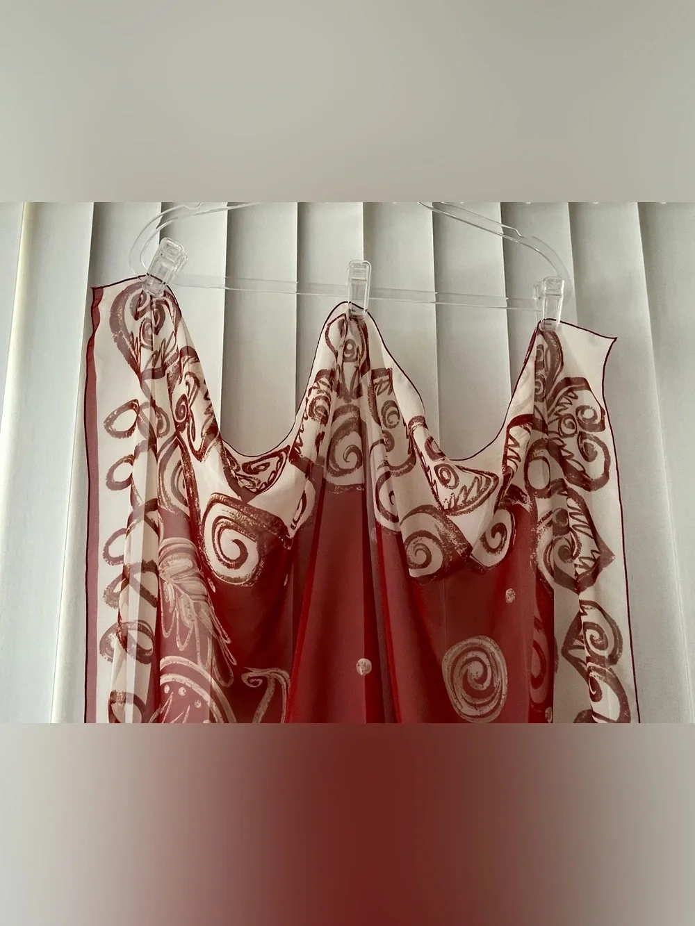 Geri Brown Rust and Cream Paisley almost Square Scarf- translucent